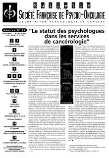 24 Bulletin Société Française de Psycho-Oncologie Oct-Déc 1999