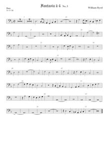 Partition viole de basse, fantaisies pour 4 violes de gambe, Byrd, William par William Byrd