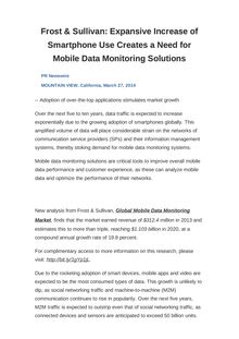 Frost & Sullivan: Expansive Increase of Smartphone Use Creates a Need for Mobile Data Monitoring Solutions