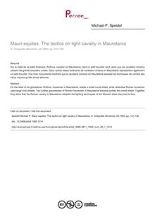 Mauri equites. The tactics on light cavalry in Mauretania - article ; n°1 ; vol.29, pg 121-126