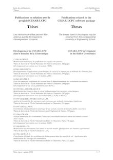 Liste des publications CESAR LCPC List of publications Thèses Thesis