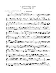 Partition Corno di Basseto 1, 2 (F), Requiem, D minor, Mozart, Wolfgang Amadeus