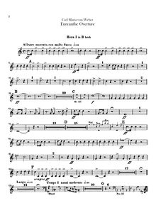 Partition cor 1, 2 (en B♭), 3, 4 (en E♭), Euryanthe, Grosse heroisch-romantische Oper in drei Akten