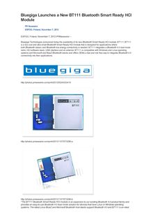 Bluegiga Launches a New BT111 Bluetooth Smart Ready HCI Module