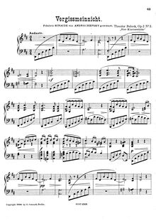 Partition No.2 - Vergissmeinnicht (Forget-me-not), 4 Piano pièces, Op.2