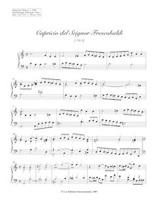 Partition Capricio del Seignor Frescobaldi (No.2), clavier pièces from Manuscript Bauyn