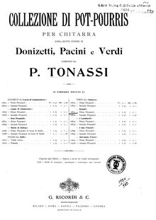 Partition Potpourri No.1, Pot-Pourris on Verdi s  Ernani , Tonassi, Pietro