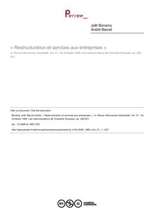« Restructuration et services aux entreprises » - article ; n°1 ; vol.31, pg 246-251