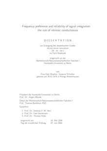 Frequency preference and reliability of signal integration [Elektronische Ressource] / von Susanne Schreiber