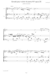 Partition , Allegretto, violon Sonata No.1, Sonate pour violon et piano no.1 par Cyril Plante