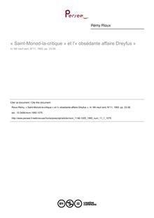 « Saint-Monod-la-critique » et l « obsédante affaire Dreyfus » - article ; n°1 ; vol.11, pg 33-38