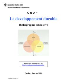 Bibliographie exhaustive - Le developpement durable