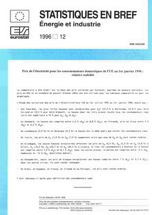 Prix de l électricité pour les consommateurs domestiques de l UE au 1er janvier 1996