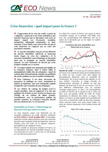 Crise financière : quel impact pour la France ?