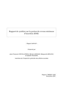 Rapport de synthèse sur la gestion du revenu minimum d insertion (RMI)