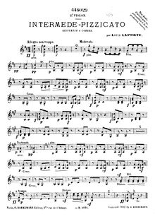 Partition violon II , partie, Intermède-pizzicato, Laporte, Louis