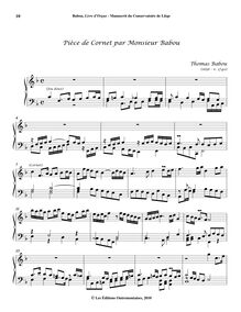 Partition , Pièce de Cornet (F major), Six Pièces d’Orgue extraites du Livre d’Orgue d ’après le Manuscrit du Conservatoire de Liège