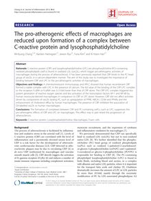 The pro-atherogenic effects of macrophages are reduced upon formation of a complex between C-reactive protein and lysophosphatidylcholine