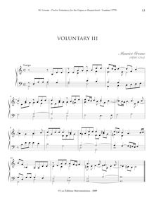 Partition , Voluntary en A minor, Twelve Voluntarys pour pour orgue ou clavecin