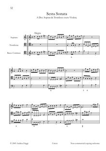 Partition complète, Sesta Sonata A Doi. Sopran & Trombon overo Violeta