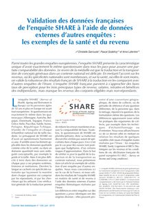 Validation des données françaises de l enquête SHARE à l aide de données externes d autres enquêtes : les exemples de la santé et du revenu  