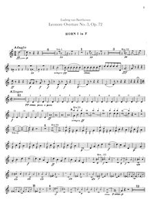 Partition cor 1, 2, 3, 4 (en F), Leonora Overture No. 3, C major