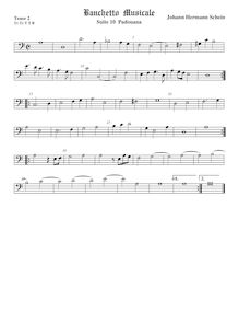 Partition ténor viole de gambe 2, basse clef, Banchetto Musicale par Johann Hermann Schein