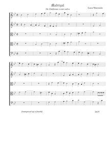 Partition , Ombrose e care selveComplete score - transposed (Tr Tr T T B), madrigaux pour 5 voix