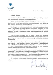 Lettre de Nicolas Sarkozy aux médecins libéraux
