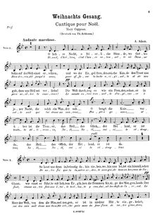 Partition voix , partie, Cantique de Noël, Minuit Chrétiens, Adam, Adolphe