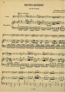 Partition de piano, violon Concerto No.1, B♭ major, Mozart, Wolfgang Amadeus