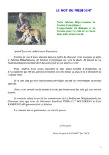 LE MOT DU PRESIDENT - Fédération Régionale des Chasseurs des Pays ...