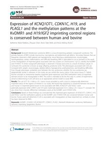 Expression of KCNQ1OT1, CDKN1C, H19, and PLAGL1 and the methylation patterns at the KvDMR1 and H19/IGF2 imprinting control regions is conserved between human and bovine