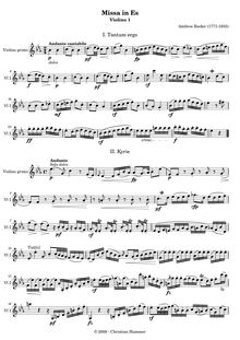 Partition violons I, Mass en E-flat major, Rieder, Ambros