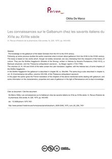 Les connaissances sur le Galbanum chez les savants italiens du XVIe au XVIIIe siècle - article ; n°226 ; vol.63, pg 443-450
