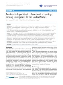 Persistent disparities in cholesterol screening among immigrants to the United States