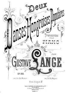 Partition complète, 2 Danses hongroises populaires, Lange, Gustav