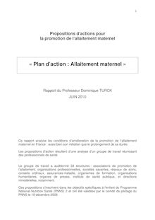 Plan d action : Allaitement maternel