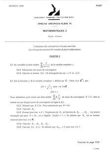 Mathématiques 2 2000 Classe Prepa PC Concours Instituts Nat. Polytechniques (INP - ENSI)