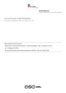 La commune rurale française - article ; n°295 ; vol.54, pg 161-179