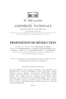 Démission de Jérôme Cahuzac du Gouvernement : examen d une proposition de création d une commission d enquête
