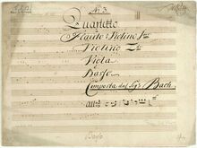 Partition parties complètes, flûte quatuor en C major, C, Bach, Johann Christian
