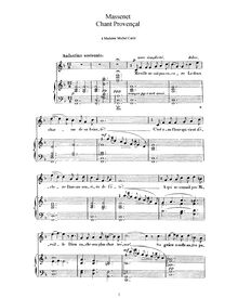 Partition complète (F Major: haut voix et piano), Chant Provençal par Jules Massenet