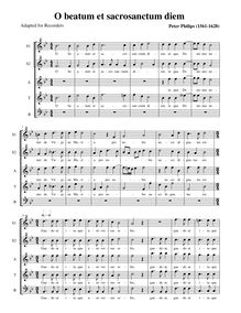 Partition complète (alto notation, SSATB enregistrements), O beatum et sacrosanctum diem