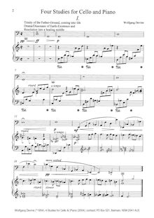 Partition complète, 4 études pour violoncelle et Piano, Devine, Wolfgang Volkmar Franziskus