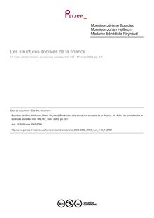 Les structures sociales de la finance - article ; n°1 ; vol.146, pg 3-7