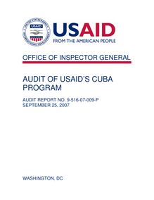 Audit of USAID’s Cuba Program 