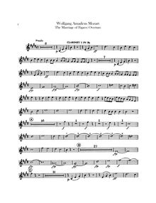 Partition clarinette 1, 2 (en A, Transposed en B♭), Le nozze di Figaro