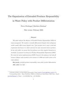 The organization of Extended Product Responsibility in waste policy with product differentiation