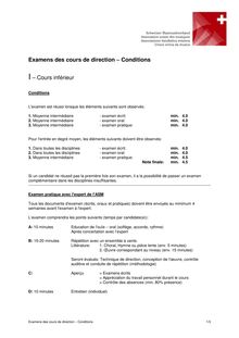 Examens des cours de direction Conditions I M S 2008.12.05-205 